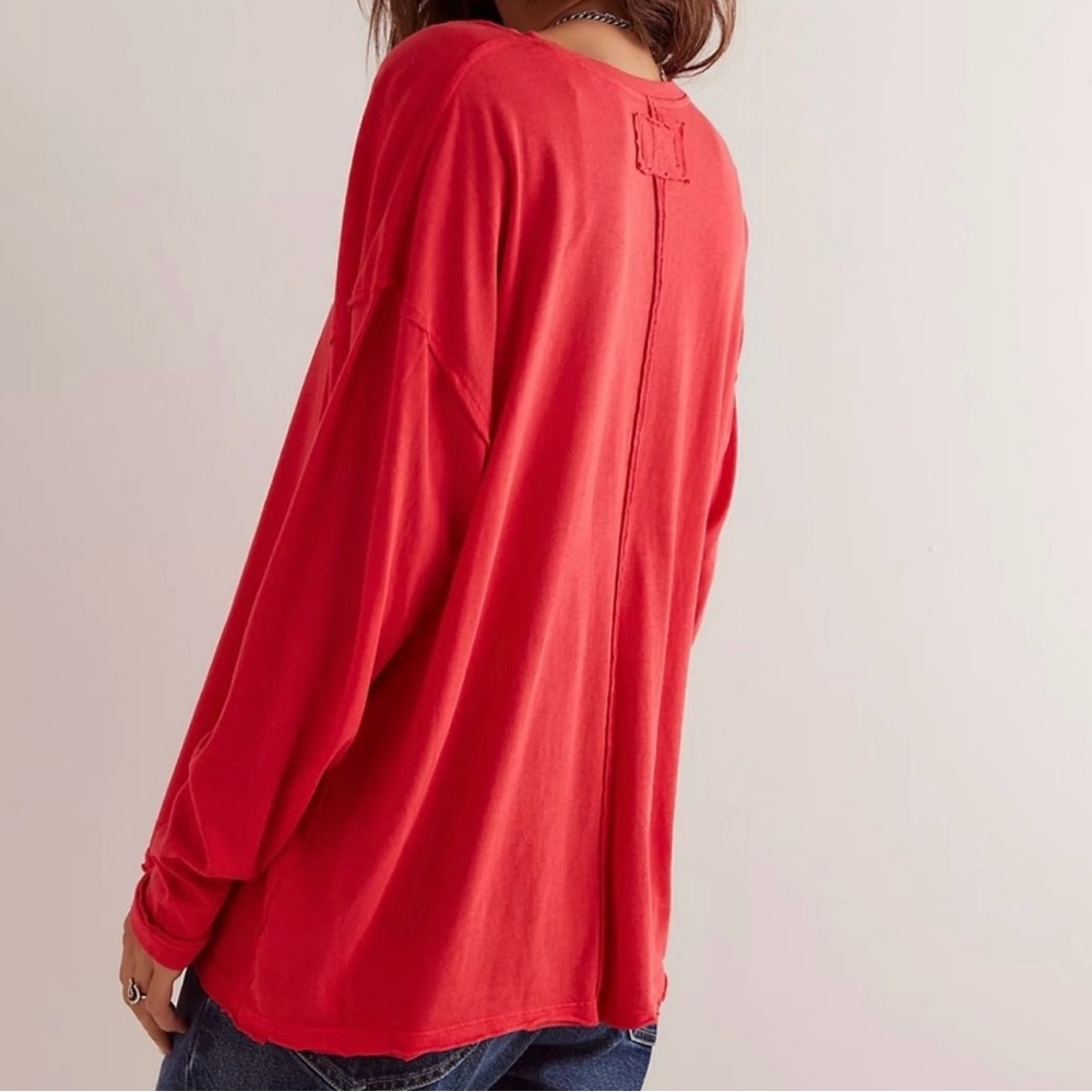 Free People Nina Tee Red (NWOT) - Picture 4 of 6